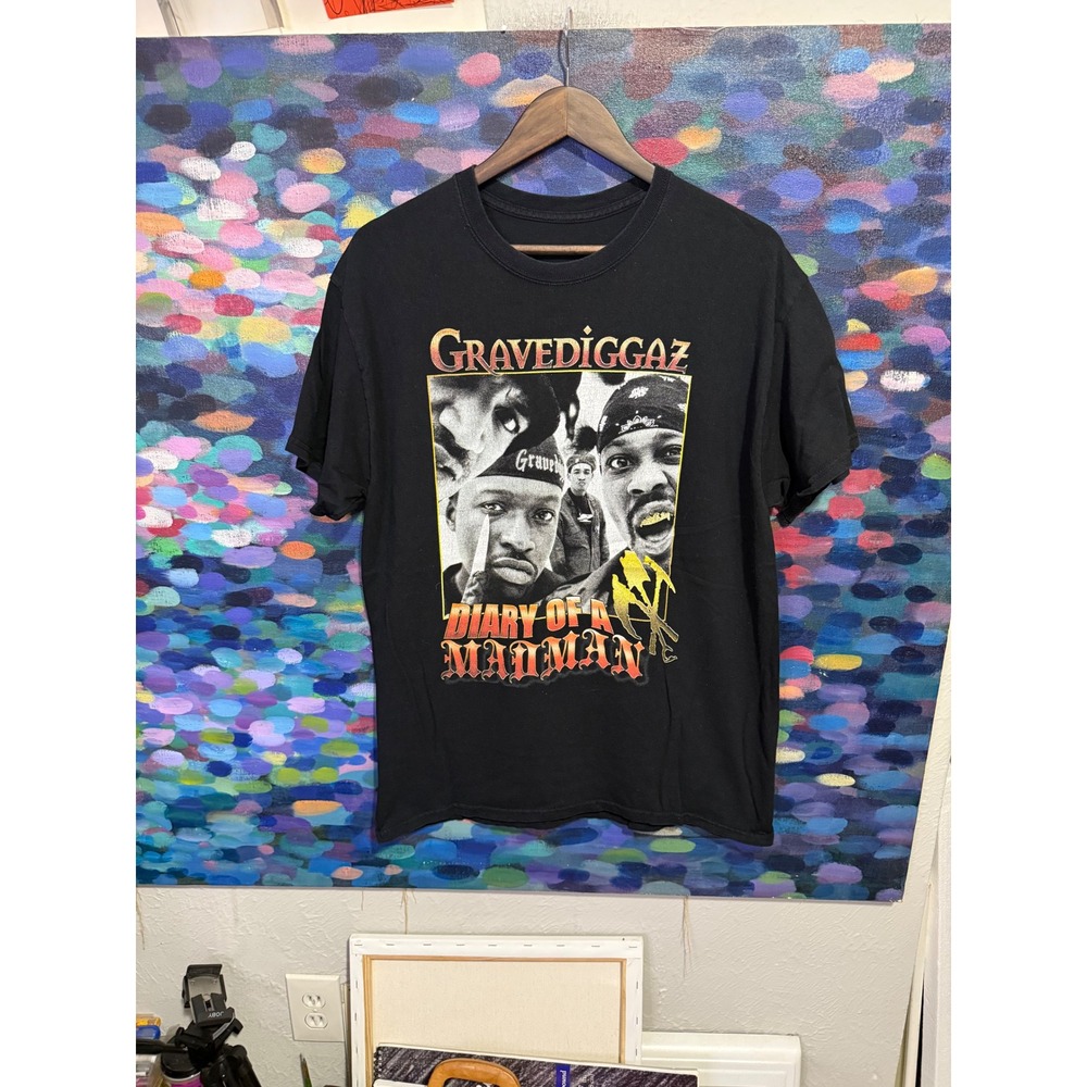 Gravediggaz Diary of a Madman Graphic T-Shirt Black Hip Hop Rap Tee Mens M